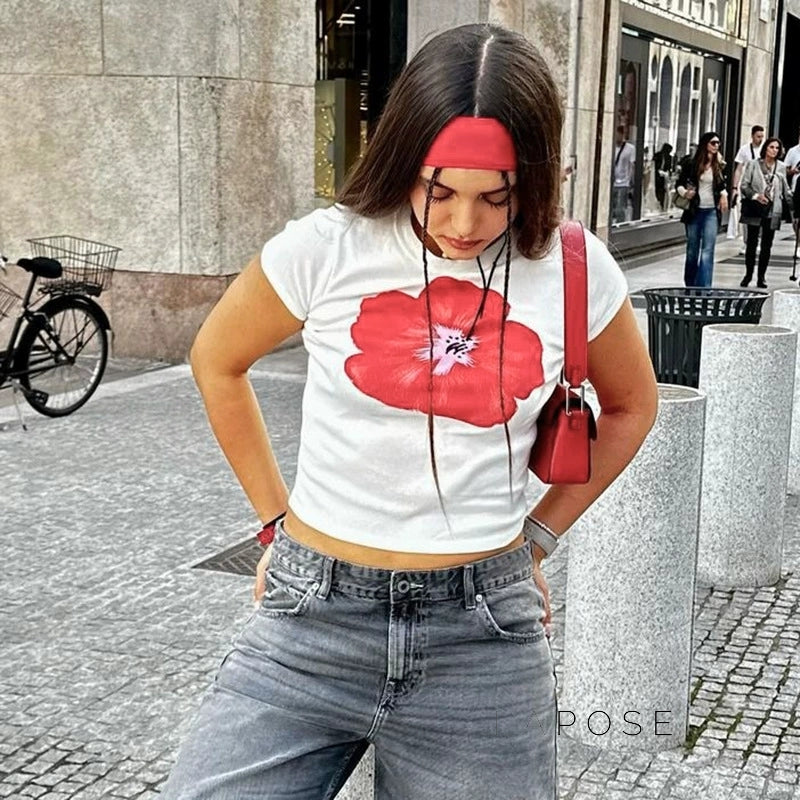 Tiara Red Floral Crop Top