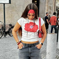 Tiara Red Floral Crop Top