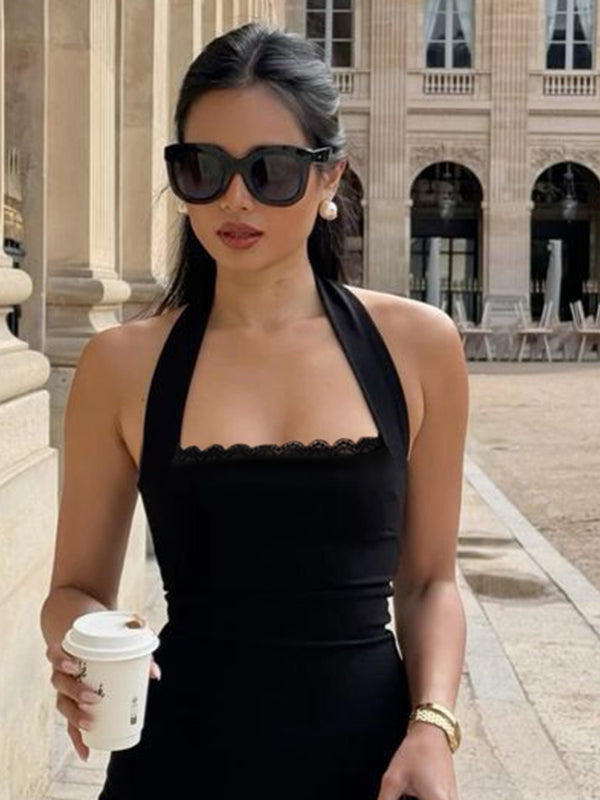 Tilly Halter Lace Crop Top [B3RY9JKZ]