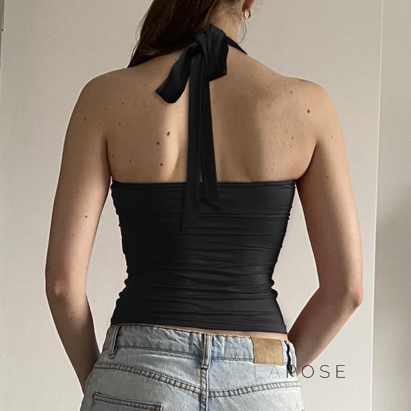 Tilly Halter Lace Crop Top [IYAVK1R9]