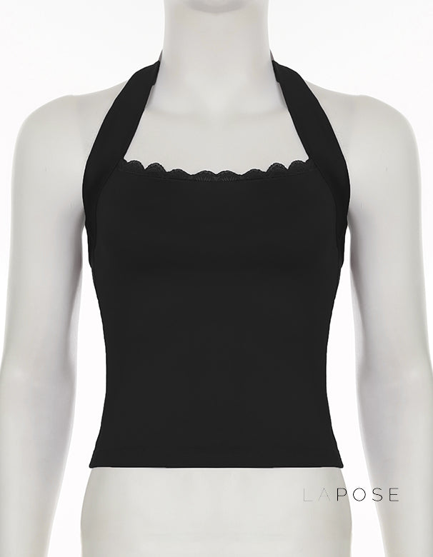 Tilly Halter Lace Crop Top [0VYHR1BG]