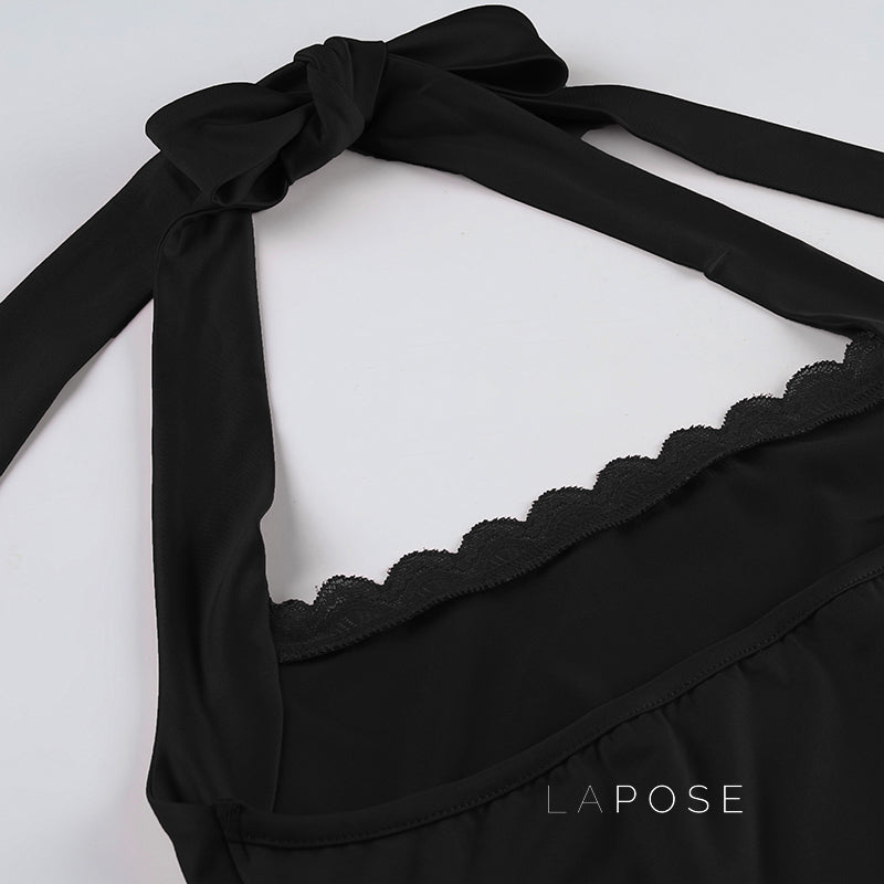 Tilly Halter Lace Crop Top [ZHOVAGMC]