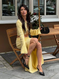 Timber Lace-Up Bell-Sleeve Skirt Set [XR6UAMSS]
