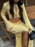 Timber Lace-Up Bell-Sleeve Skirt Set [NLCLPRWC]