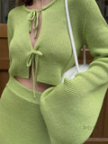 Timber Lace-Up Bell-Sleeve Skirt Set [GLH4ZAWY]