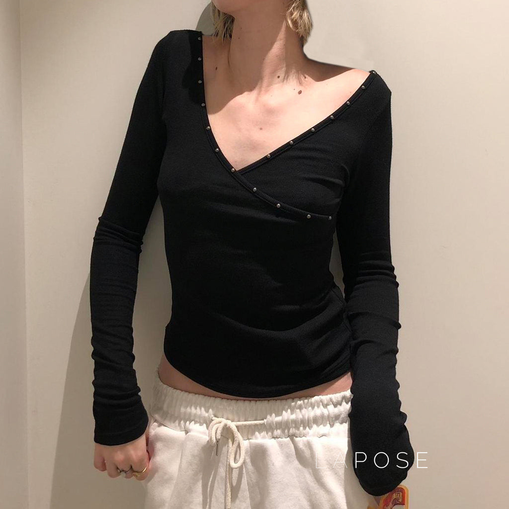 Trista Studded Patchwork Top [1JN5919B]