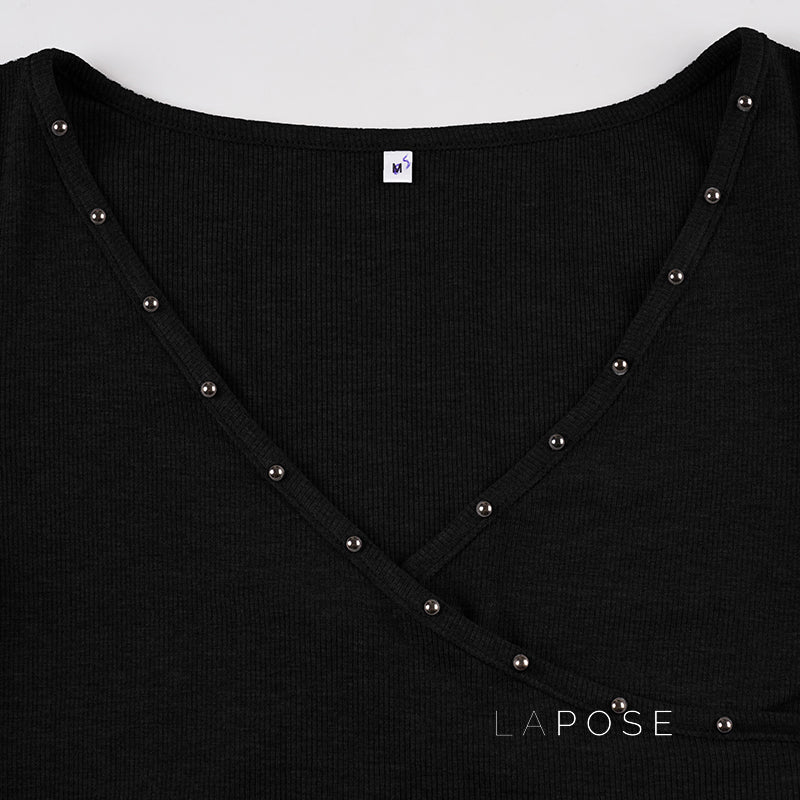 Trista Studded Patchwork Top [4X71LMPP]