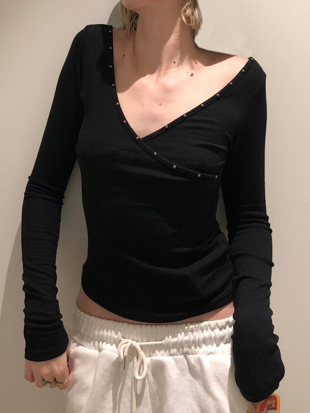 Trista Studded Patchwork Top [SC8MQL6P]