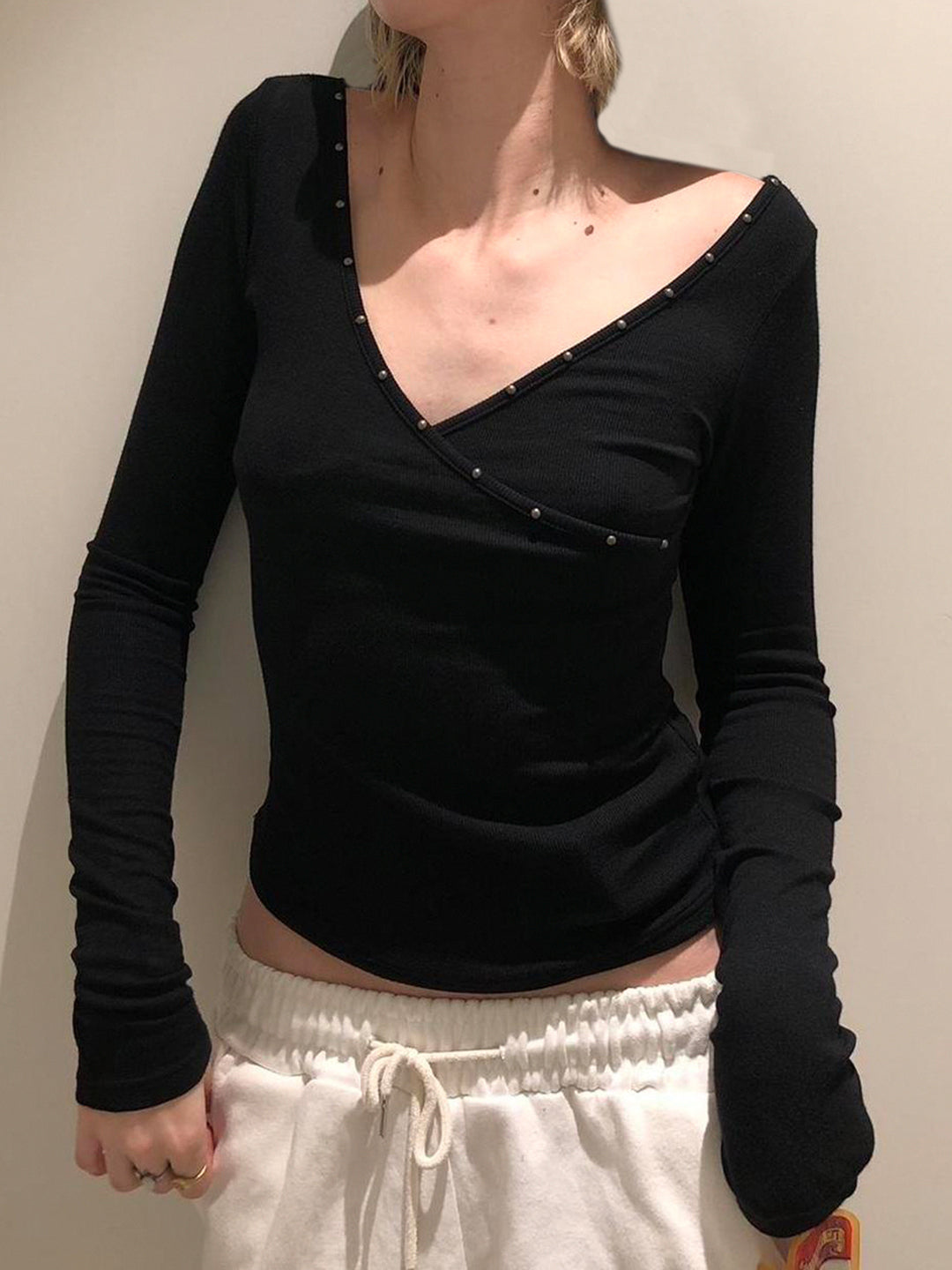 Trista Studded Patchwork Top [SC8MQL6P]