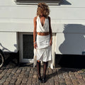 Tristan White Asymmetric Maxi Skirt [RG9ABU0X]