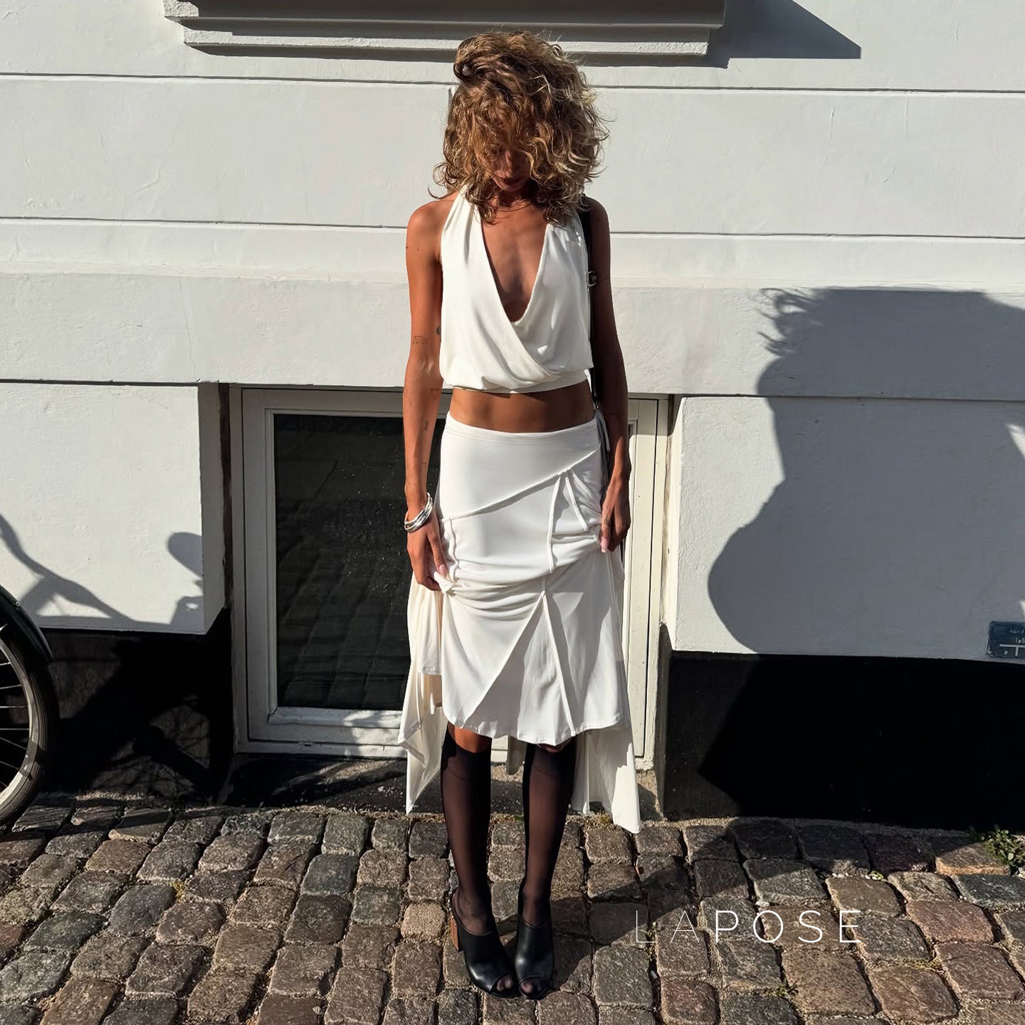 Tristan White Asymmetric Maxi Skirt [RG9ABU0X]