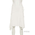Tristan White Asymmetric Maxi Skirt [FLNLEX90]