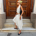 Tristan White Asymmetric Maxi Skirt [5ZEF5A4A]
