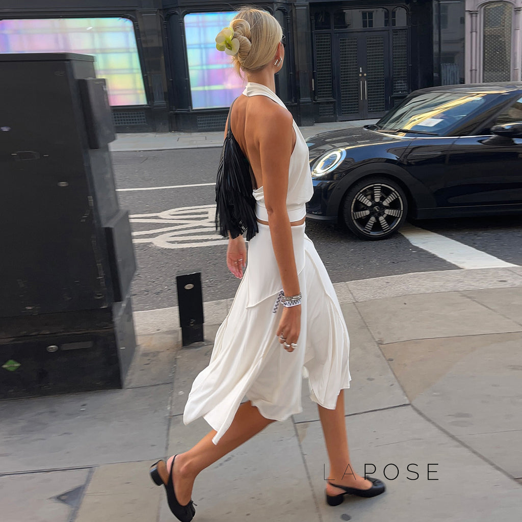 Tristan White Asymmetric Maxi Skirt [DC6RLV7Y]