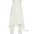 Tristan White Asymmetric Maxi Skirt [EMMM07AT]