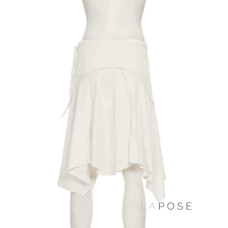 Tristan White Asymmetric Maxi Skirt [EMMM07AT]
