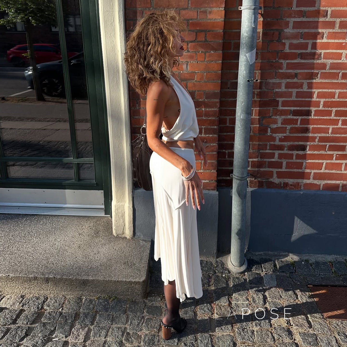 Tristan White Asymmetric Maxi Skirt [LCYHJKD4]