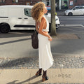 Tristan White Asymmetric Maxi Skirt [CGUQ8PQ0]
