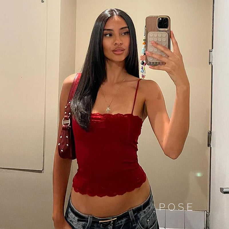 Tula Cropped Lace Cami Top [51OPDDHT]