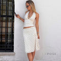 Tyla Polka Dot Halter Skirt Set [SXSU2G1L]