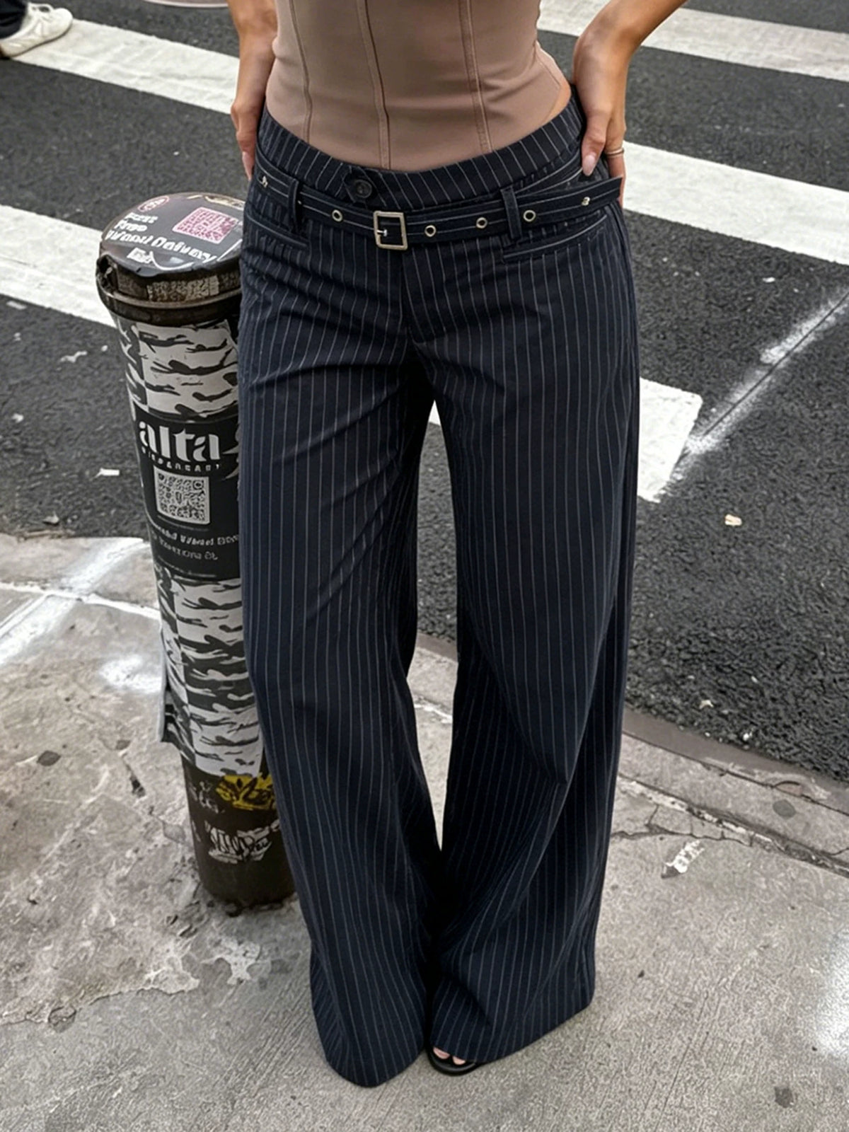 LaPose - Unknown Pinstripe Low Rise Trousers
