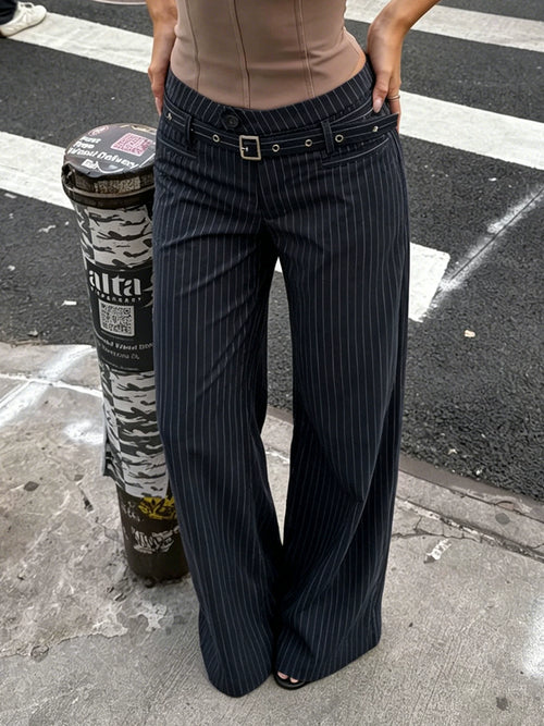 LaPose - Unknown Pinstripe Low Rise Trousers