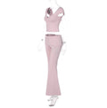 V-Neck Top & Flared Pants Set [QKPRZUPL]