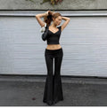 V-Neck Top & Flared Pants Set [XJ9RXLSM]