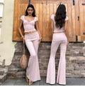 V-Neck Top & Flared Pants Set [YULHF7XH]