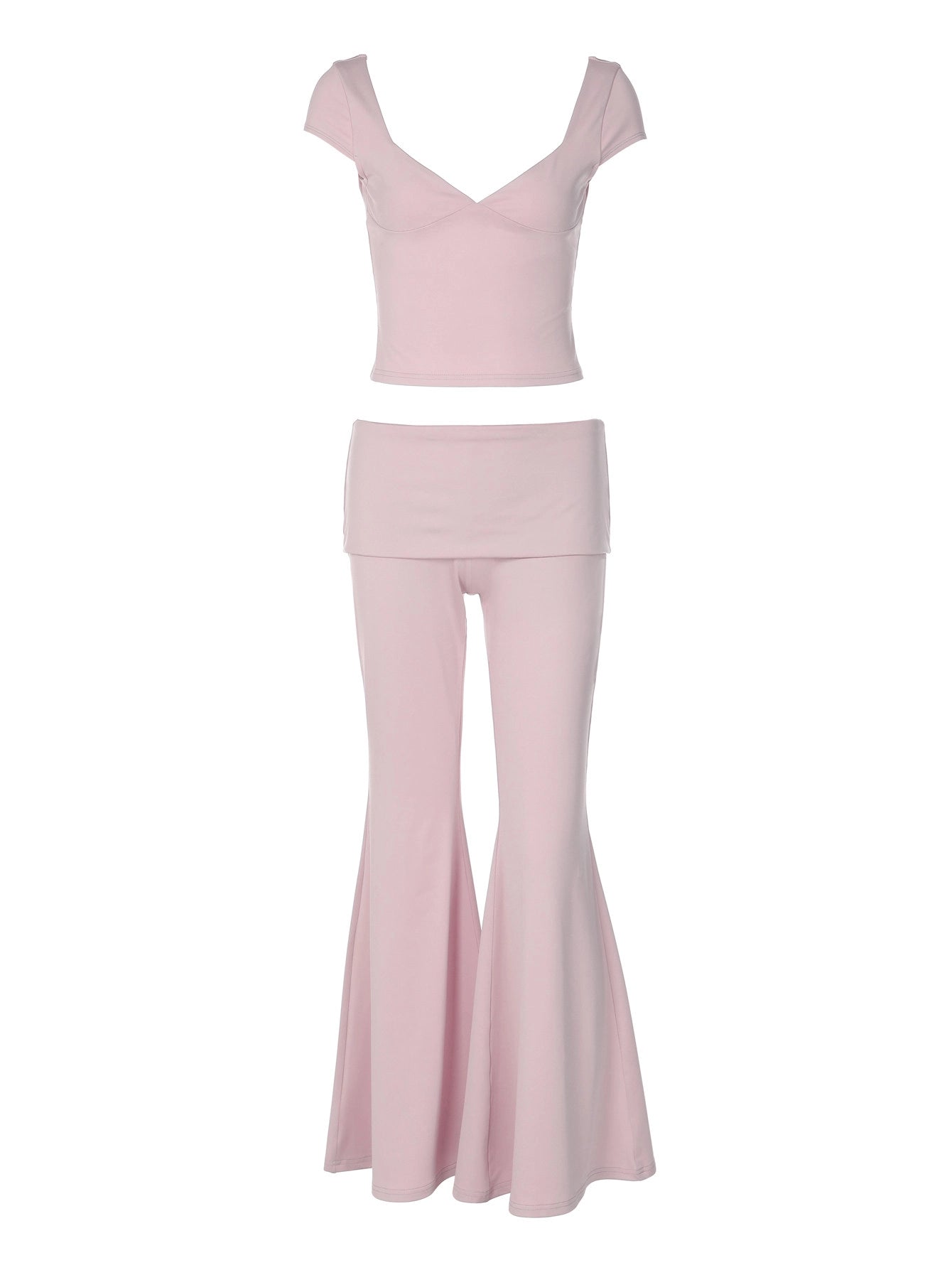 V-Neck Top & Flared Pants Set [3IE256SH]
