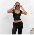 V-Neck Top & Flared Pants Set [IP49HVOJ]