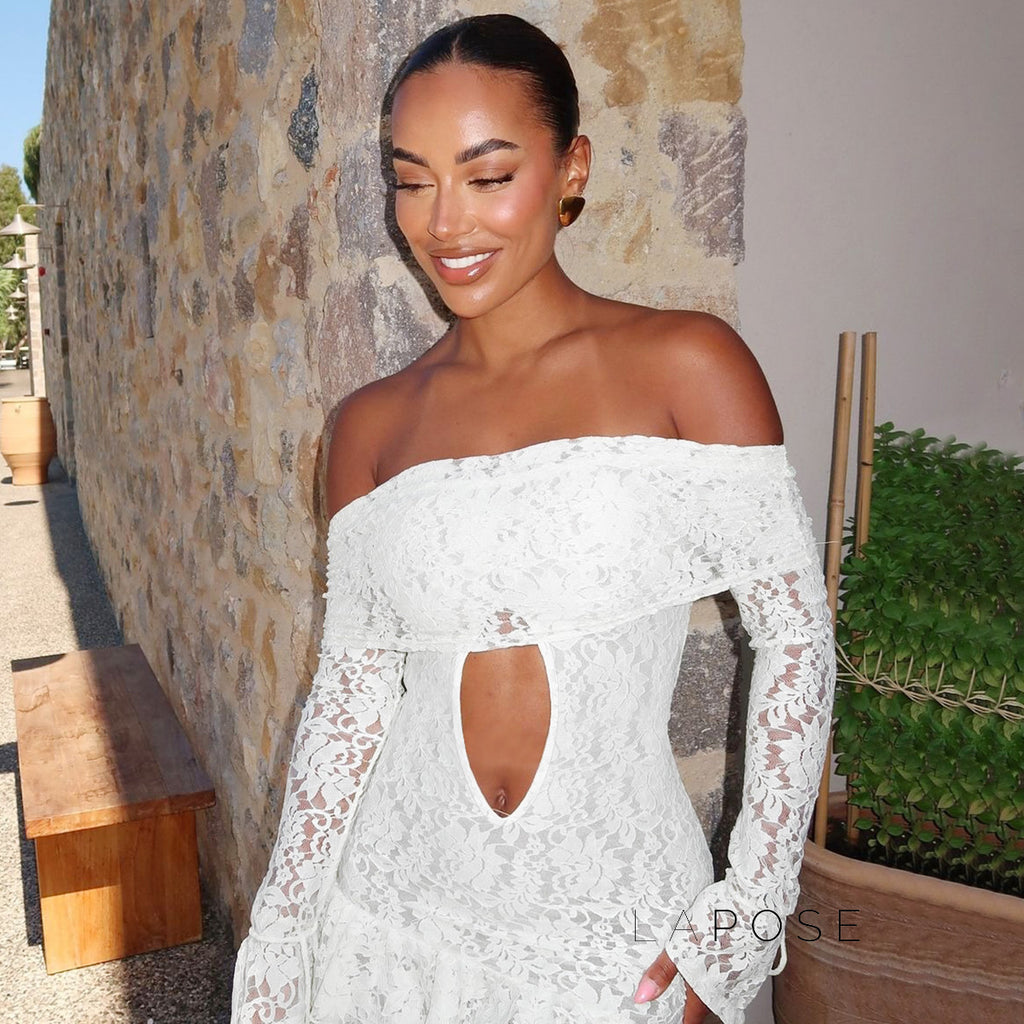 Varnika Off Shoulder Lace Mini Dress [QRUTR095]