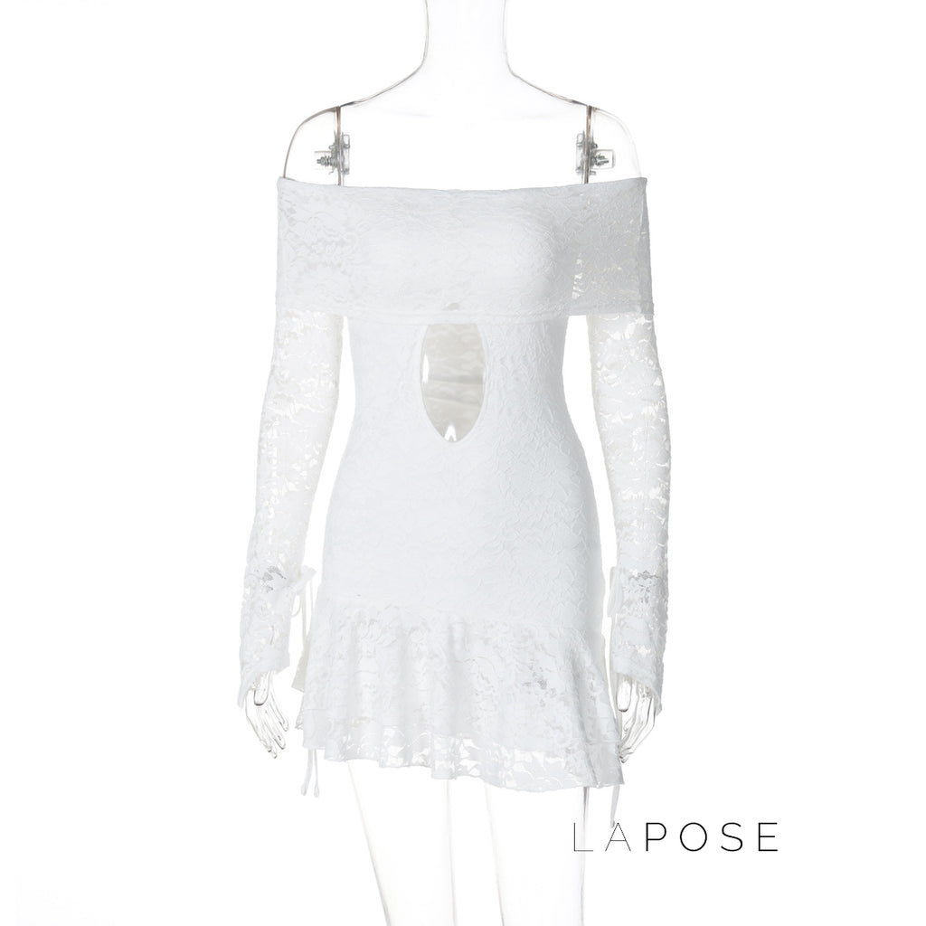 Varnika Off Shoulder Lace Mini Dress [DM1W286Q]