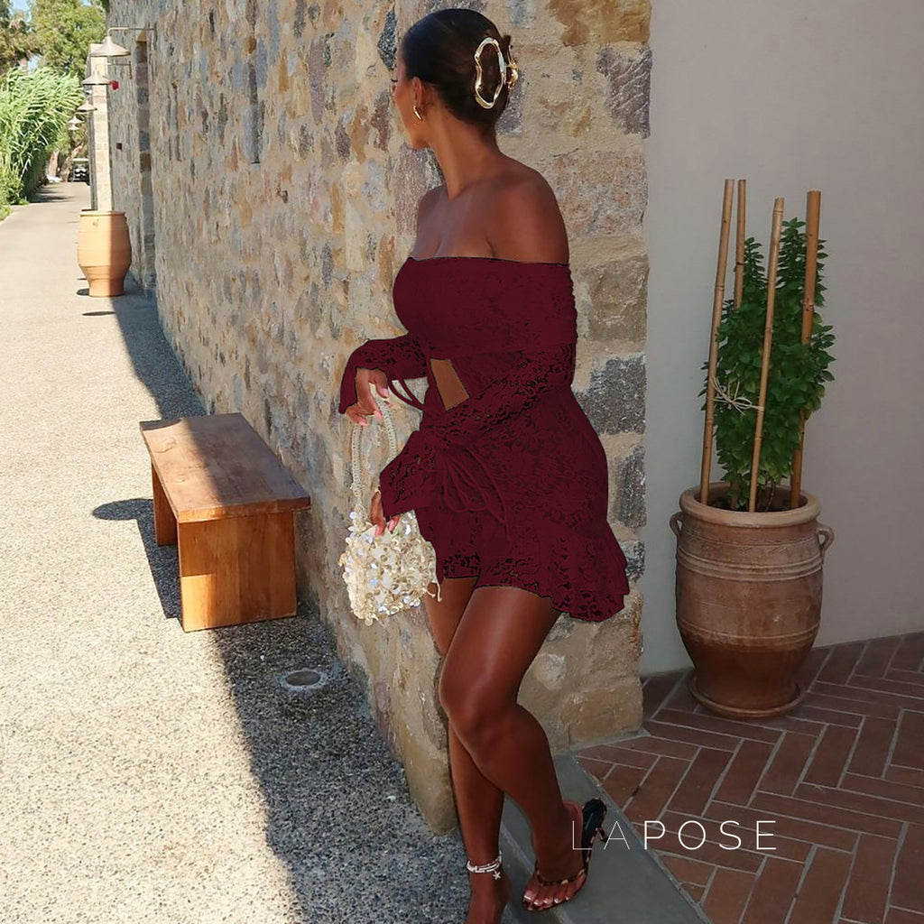 Varnika Off Shoulder Lace Mini Dress [5BYTGOLS]