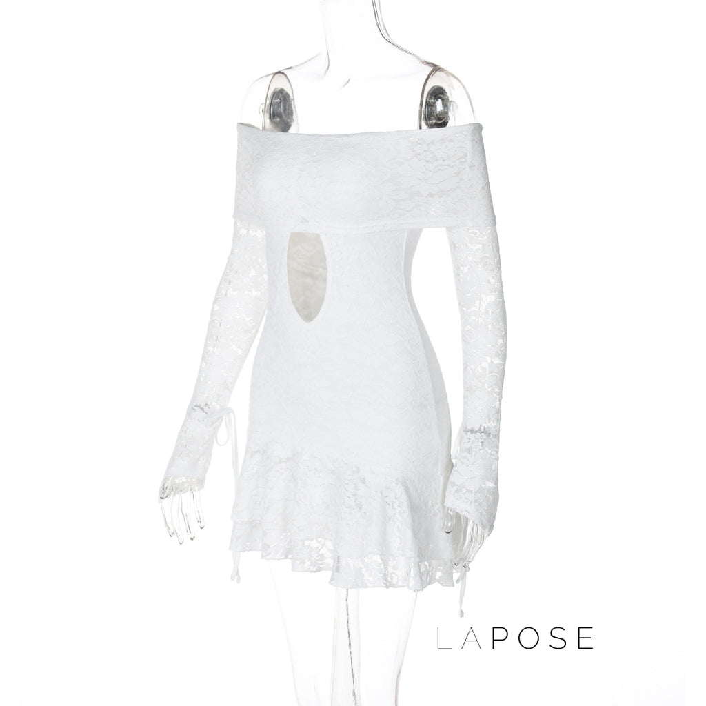 Varnika Off Shoulder Lace Mini Dress [W8JRPN3U]