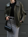 Violett Oversized Faux Leather Jacket [NR0BA6EG]
