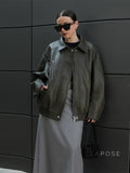 Violett Oversized Faux Leather Jacket [8SJCYIL3]