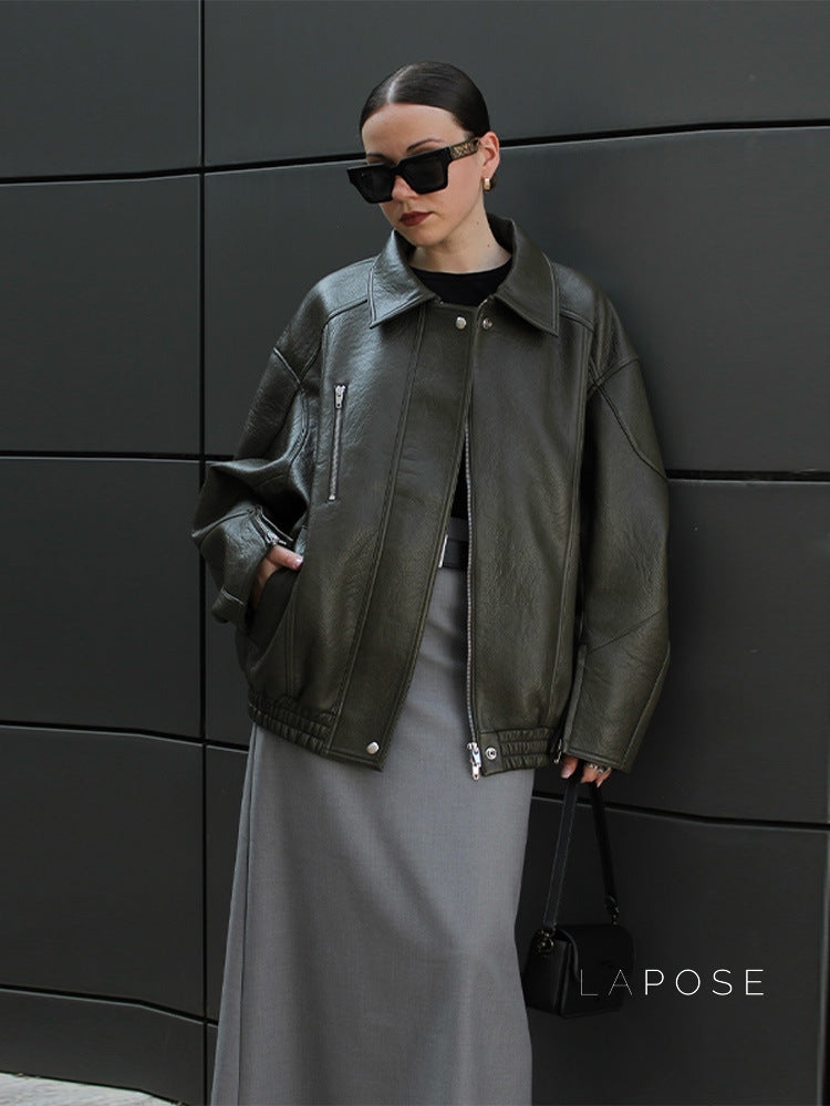 Violett Oversized Faux Leather Jacket [8SJCYIL3]
