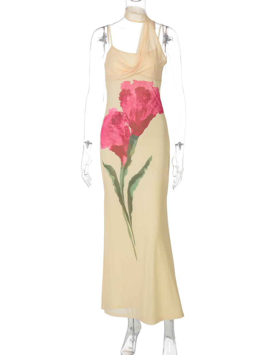 Vivian Floral Halter Maxi Dress