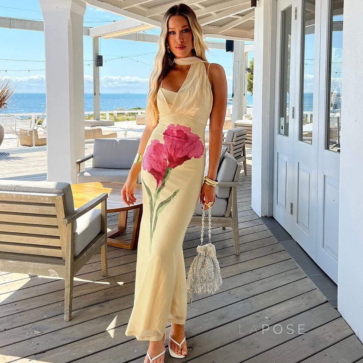 Vivian Floral Halter Maxi Dress