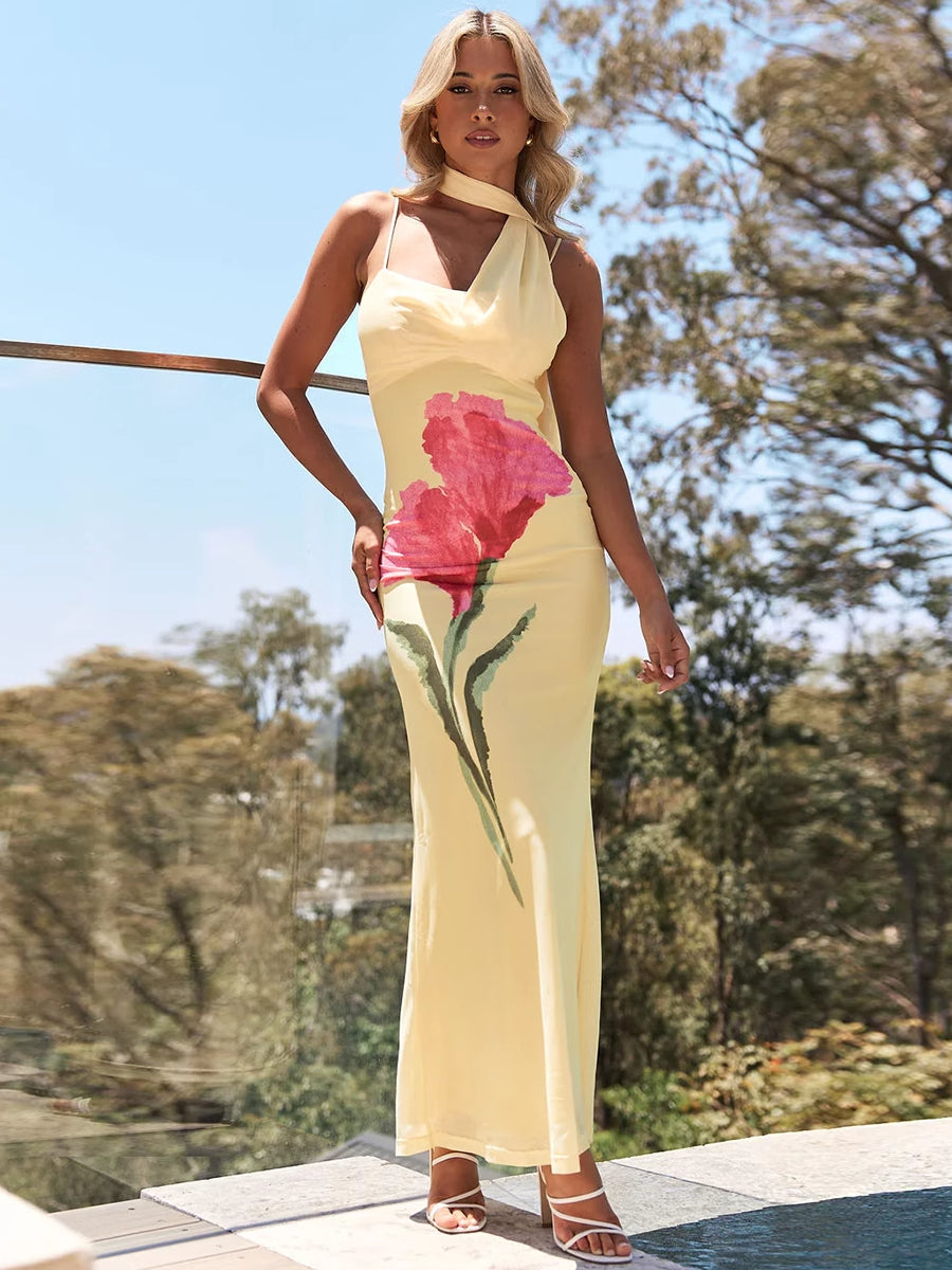 Vivian Floral Halter Maxi Dress