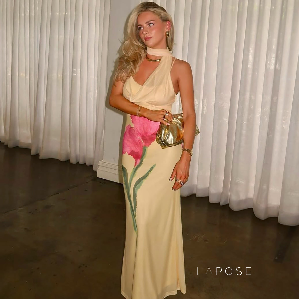 Vivian Floral Halter Maxi Dress