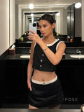 Vivianna Black Tweed Skirt Set [H1ZZFTIT]