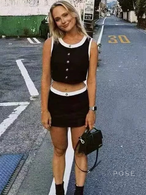 Vivianna Black Tweed Skirt Set [DJTAP4KJ]