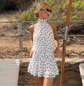 Wave Dot Halter Mini Dress [00E68562]