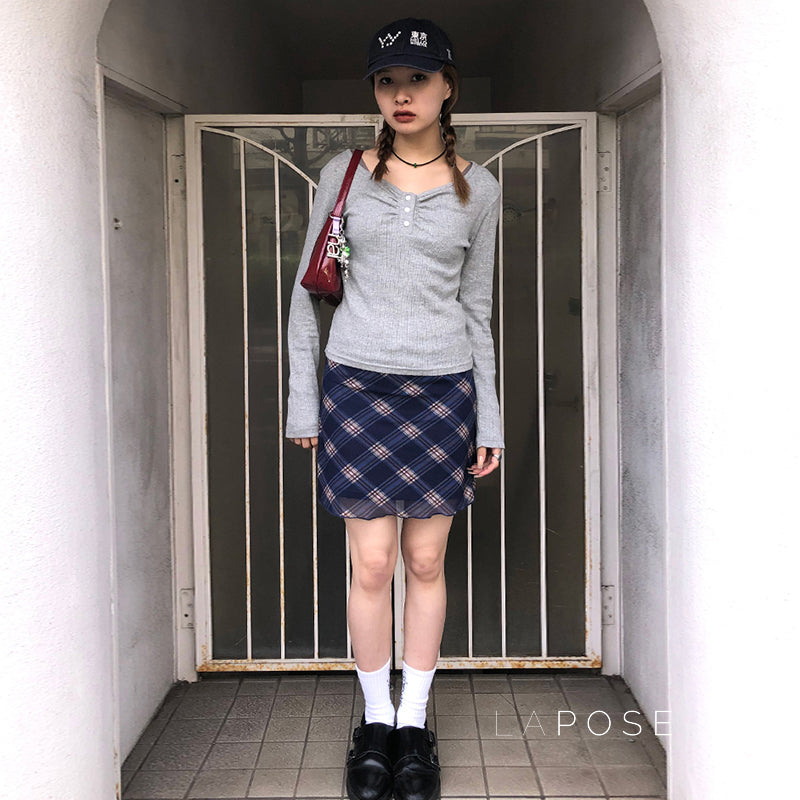 Westlyn Plaid Mesh Mini Skirt [6ECFZQN6]