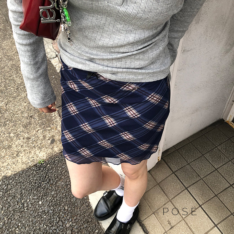 Westlyn Plaid Mesh Mini Skirt [OY9FRAFL]