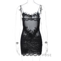 Whitleigh Lace Mesh Mini Dress [AISIBQTW]