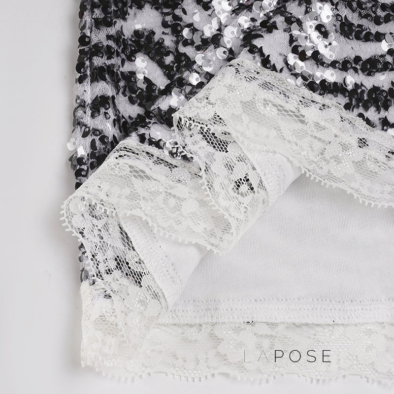 Whitleigh Zebra Sequin Mini Skirt [ID1QCXGG]