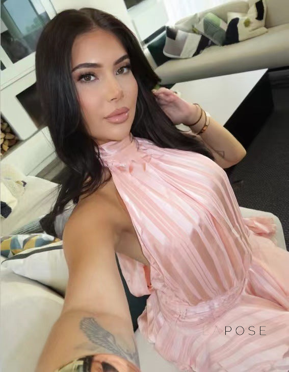 Winter Halter Satin Mini Dress [3LSR9TRB]